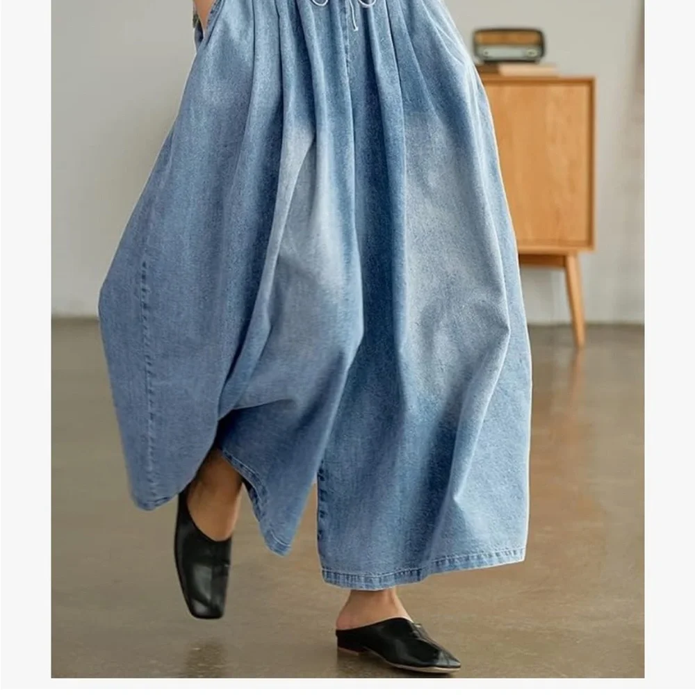 Stylish Wide-Leg Denim flow Pants brand new - Picture 2 of 3